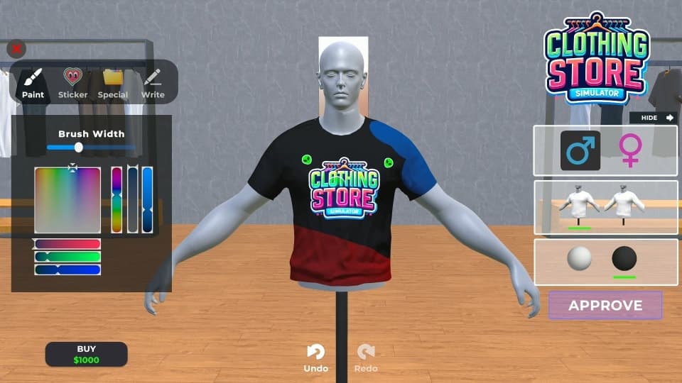 Shirt design customization tool interface