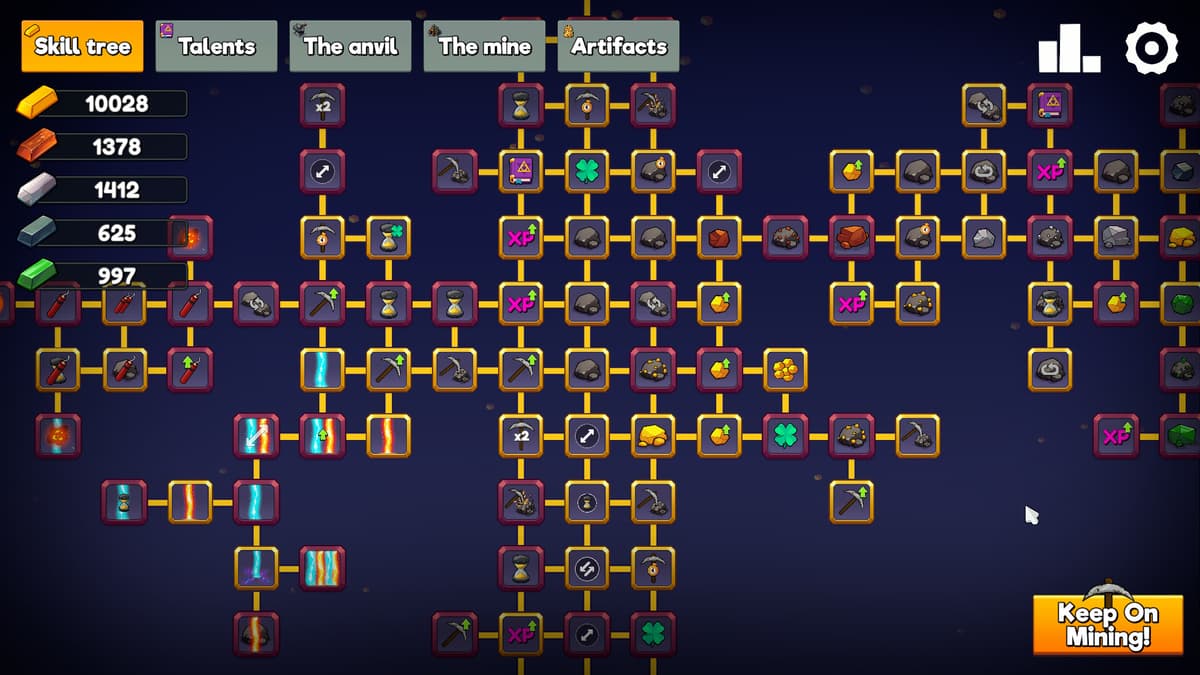 Massive skill tree with hundreds of connected upgrade nodes